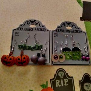 HAUNT COUTURE HALLOWEEN 6pc LOT FRANKENSTEIN/PUMPKIN/TRICK TREAT/EYES EARRINGS